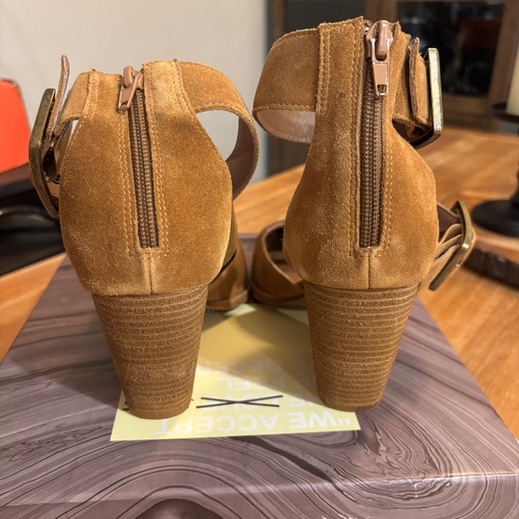 New Free People x Jeffrey Campbell Tan Suede Hendrix Strap Heels Size 10 - Picture 9 of 15
